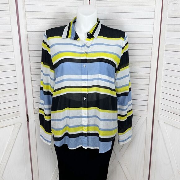 Ann Taylor Striped Long Sleeve Button Up Shirt Multicolor XL - Picture 1 of 10